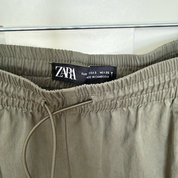 Zara Womens Dark Olive Cargo Pants S - Picture 6 of 6